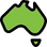 Map of Australia in green on a white background